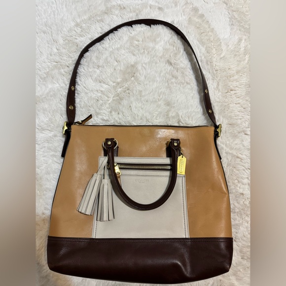 Coach | Bags | Coach Color Block Rory Satchel Camelbrass | Poshmark